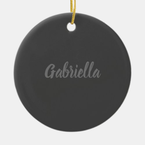 Calligraphy Elegant Grey Plain Simple Name Ceramic Ornament