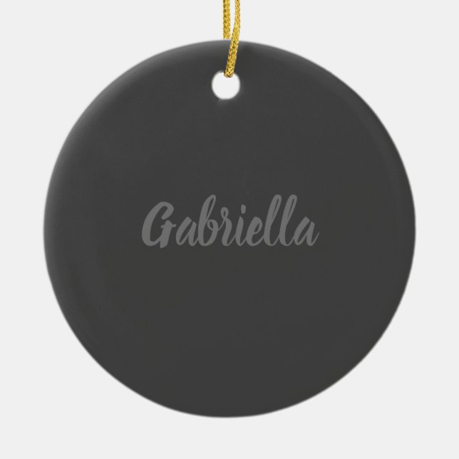 Calligraphy Elegant Grey Plain Simple Name Ceramic Ornament (Front)