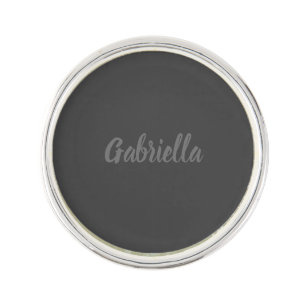 Calligraphy Elegant Grey Plain Simple Name Lapel Pin