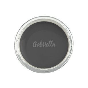 Calligraphy Elegant Grey Plain Simple Name Ring