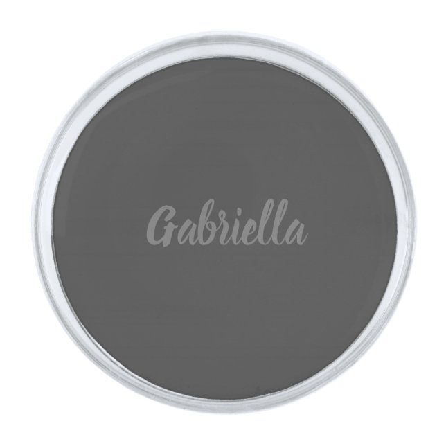 Calligraphy Elegant Grey Plain Simple Name Silver Finish Lapel Pin (Front)
