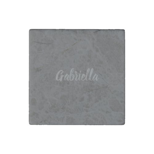 Calligraphy Elegant Grey Plain Simple Name Stone Magnet