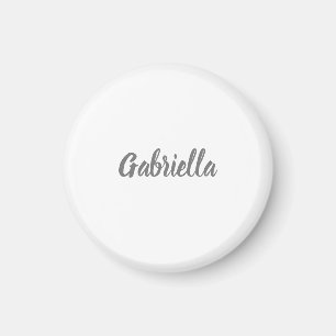 Calligraphy Elegant Grey White Plain Simple Name Magnet