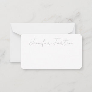 Calligraphy Elegant Grey & White Plain Simple Note Card