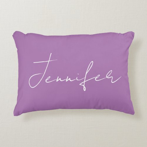 Calligraphy Elegant Lavender Plain Simple Name Accent Pillow