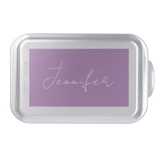 Calligraphy Elegant Lavender Plain Simple Name Cake Pan