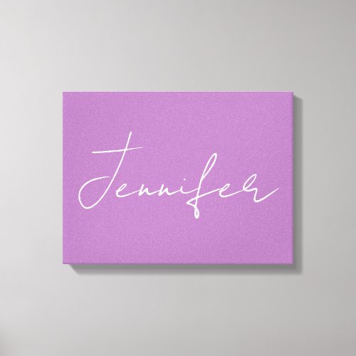 Calligraphy Elegant Lavender Plain Simple Name Canvas Print