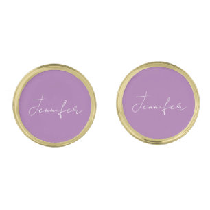 Calligraphy Elegant Lavender Plain Simple Name Cufflinks
