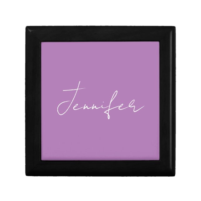 Calligraphy Elegant Lavender Plain Simple Name Gift Box (Front)