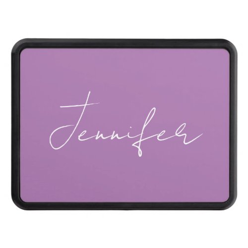 Calligraphy Elegant Lavender Plain Simple Name Hitch Cover