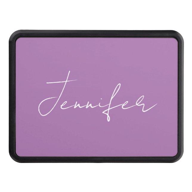Calligraphy Elegant Lavender Plain Simple Name Hitch Cover (Front)
