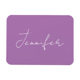 Calligraphy Elegant Lavender Plain Simple Name Magnet
