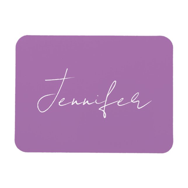 Calligraphy Elegant Lavender Plain Simple Name Magnet (Horizontal)
