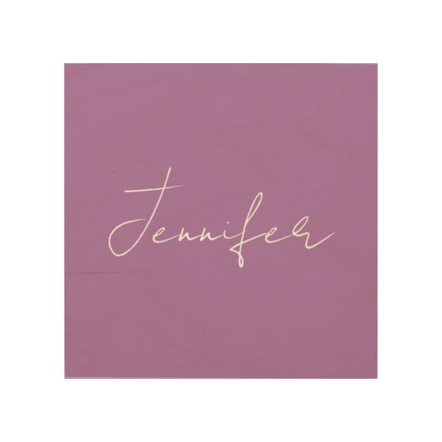 Calligraphy Elegant Lavender Plain Simple Name Wood Wall Art (Front)