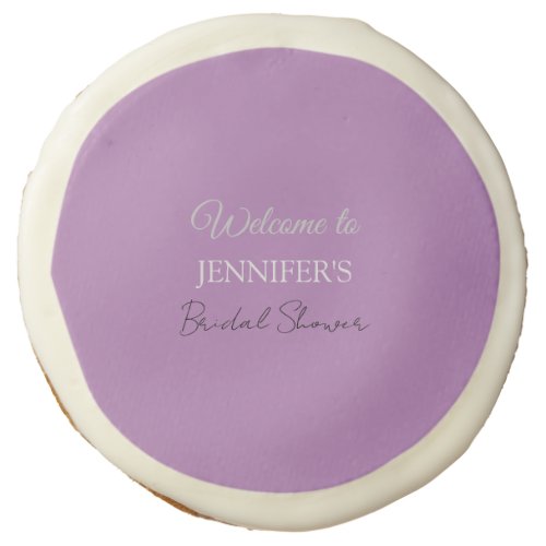 Calligraphy Elegant Lavender Welcome Bridal Shower Sugar Cookie