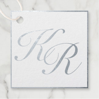 Calligraphy Elegant Luxury silver Foil Wedding Favor Tags