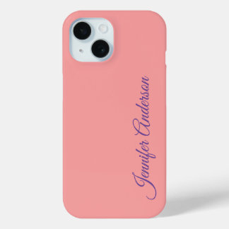 Calligraphy Elegant Pastel Red Personalized Name iPhone 15 Case