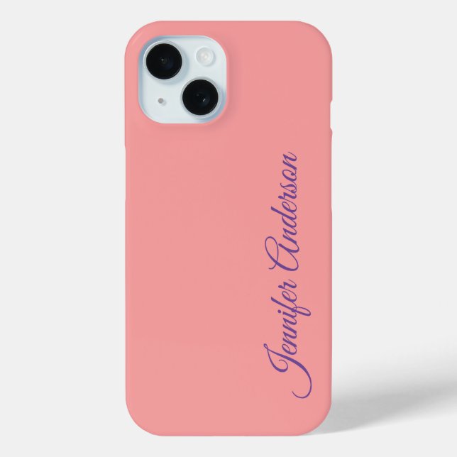 Calligraphy Elegant Pastel Red Personalized Name Case-Mate iPhone Case (Back)