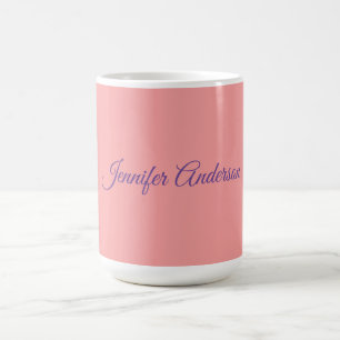 Calligraphy Elegant Pastel Red Personalized Name Coffee Mug