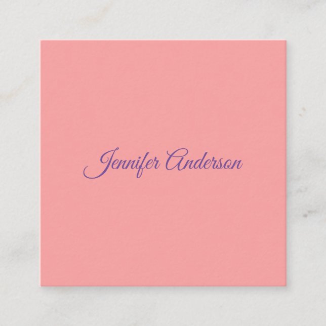 Calligraphy Elegant Pastel Red Personalized Name Enclosure Card (Front)