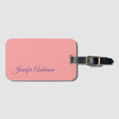 Calligraphy Elegant Pastel Red Personalized Name Luggage Tag