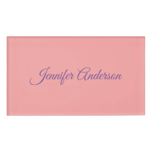 Calligraphy Elegant Pastel Red Personalized Name Name Tag