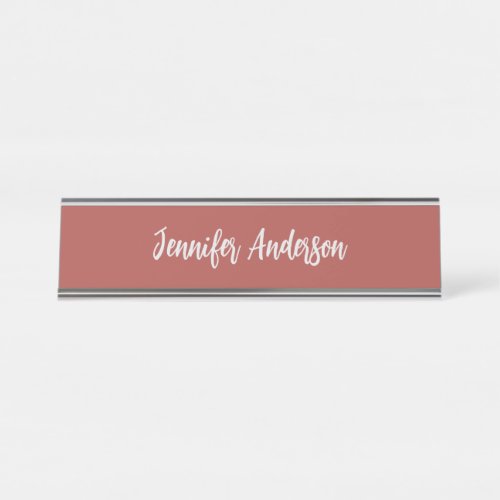 Calligraphy Elegant Personalized Brick Red Desk Name Plate