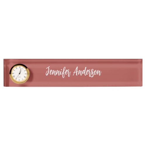 Calligraphy Elegant Personalized Brick Red Desk Name Plate