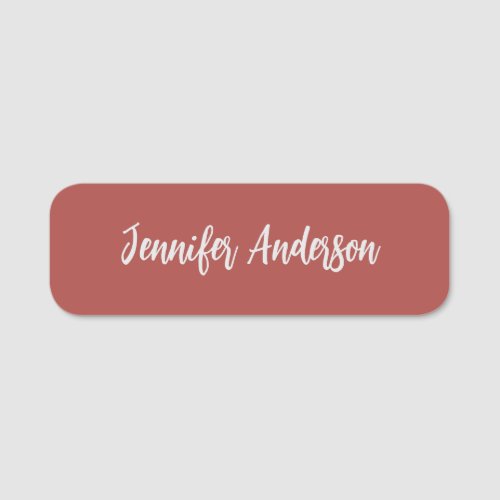 Calligraphy Elegant Personalized Brick Red Name Tag