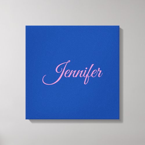 Calligraphy Elegant Pink Blue Custom Name Canvas Print