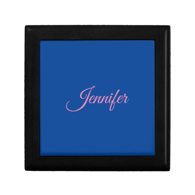 Calligraphy Elegant Pink Blue Custom Name Gift Box (Front)
