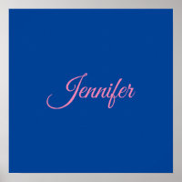 Calligraphy Elegant Pink Blue Custom Name