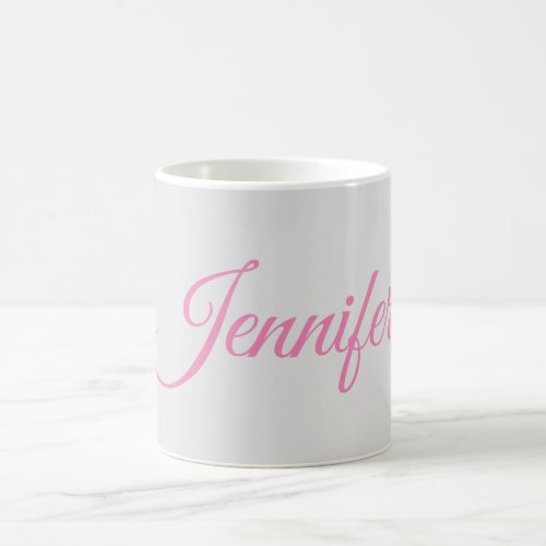 Calligraphy Elegant Pink Grey Add Your Name Coffee Mug