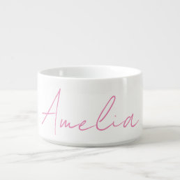 Calligraphy Elegant Pink White Custom Name Bowl