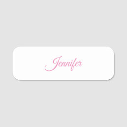 Calligraphy Elegant Pink White Custom Name Name Tag