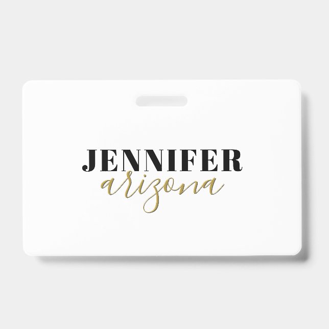 Calligraphy Elegant Plain Add Own Name Badge (Front)