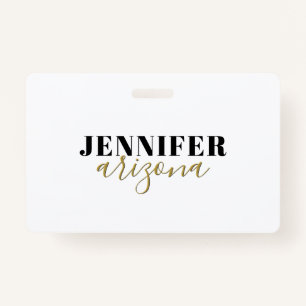 Calligraphy Elegant Plain Add Own Name Badge