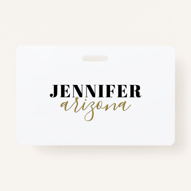 Calligraphy Elegant Plain Add Own Name Badge (Front)