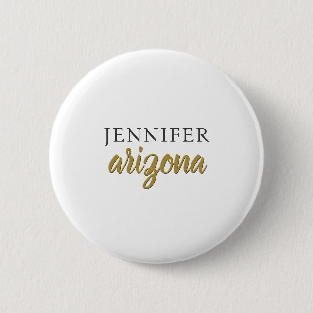 Calligraphy Elegant Plain Add Own Name Button (Front)