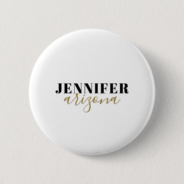Calligraphy Elegant Plain Add Own Name Button (Front)