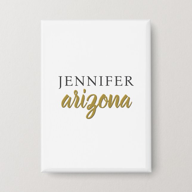 Calligraphy Elegant Plain Add Own Name Button (Front)