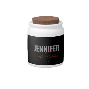 Calligraphy Elegant Plain Add Own Name Candy Jar