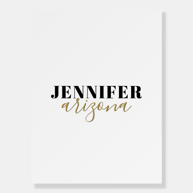 Calligraphy Elegant Plain Add Own Name Foam Board (Front)