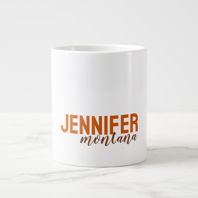 Calligraphy Elegant Plain Add Own Name Giant Coffee Mug (Front)