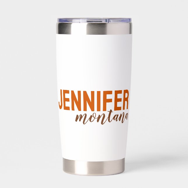 Calligraphy Elegant Plain Add Own Name Insulated Tumbler (Front)