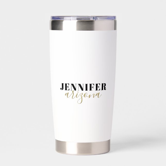 Calligraphy Elegant Plain Add Own Name Insulated Tumbler (Front)