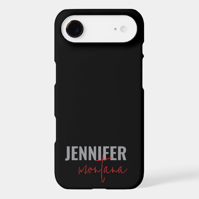 Calligraphy Elegant Plain Add Own Name iPhone Case (Back)