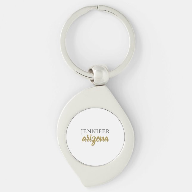 Calligraphy Elegant Plain Add Own Name Keychain (Front)