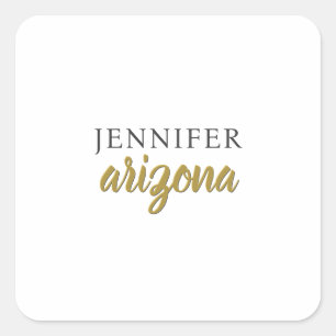 Calligraphy Elegant Plain Add Own Name Square Sticker