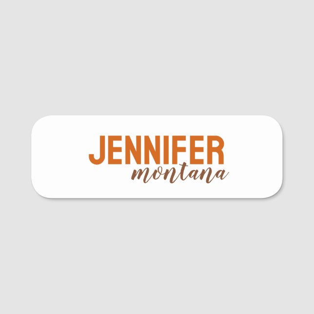 Calligraphy Elegant Plain Add Own Name Tag (Front)